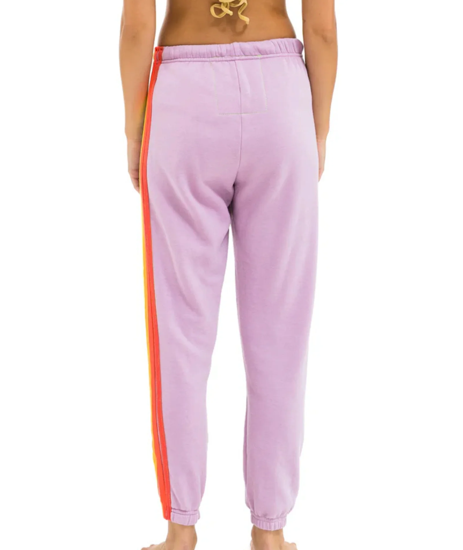 Aviator Nation Women 5 Stripe Sweatpants Mauve/White Neon - Image 3