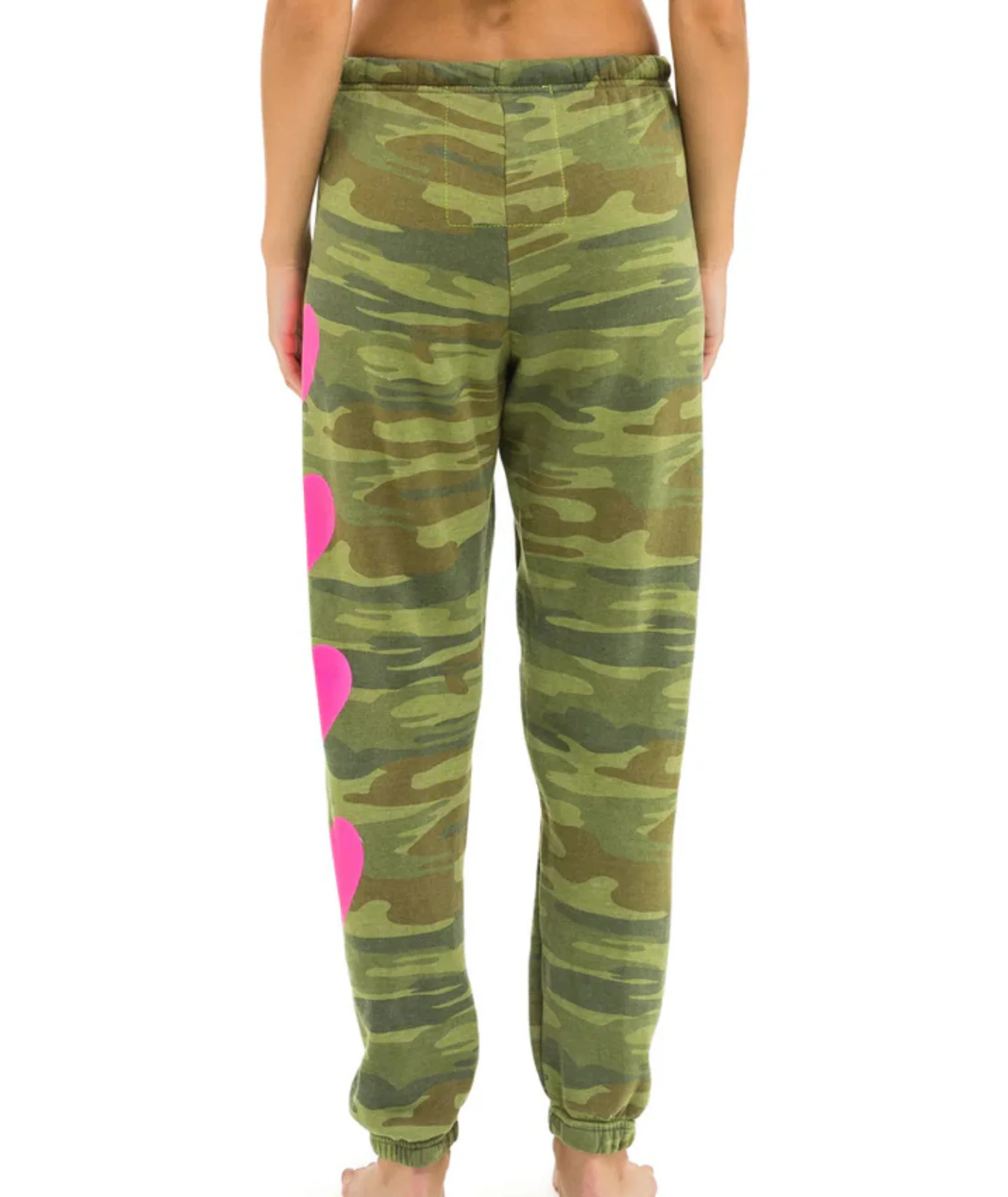 Aviator Nation Women Heart 2 Sweatpants Camo/Neon Pink - Image 2
