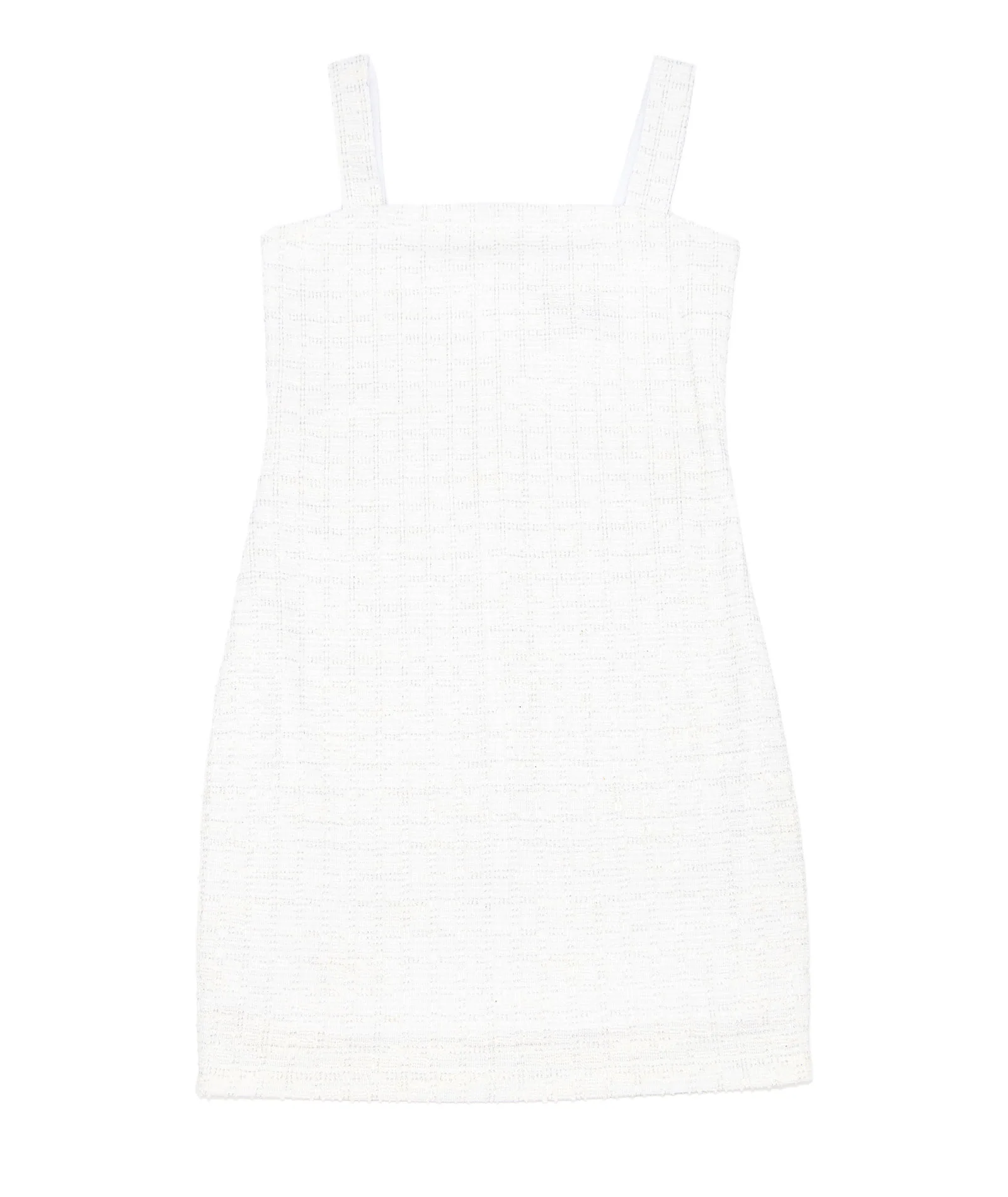 By Debra Girls Cara White/Silver Boucle Straight Strap Dress