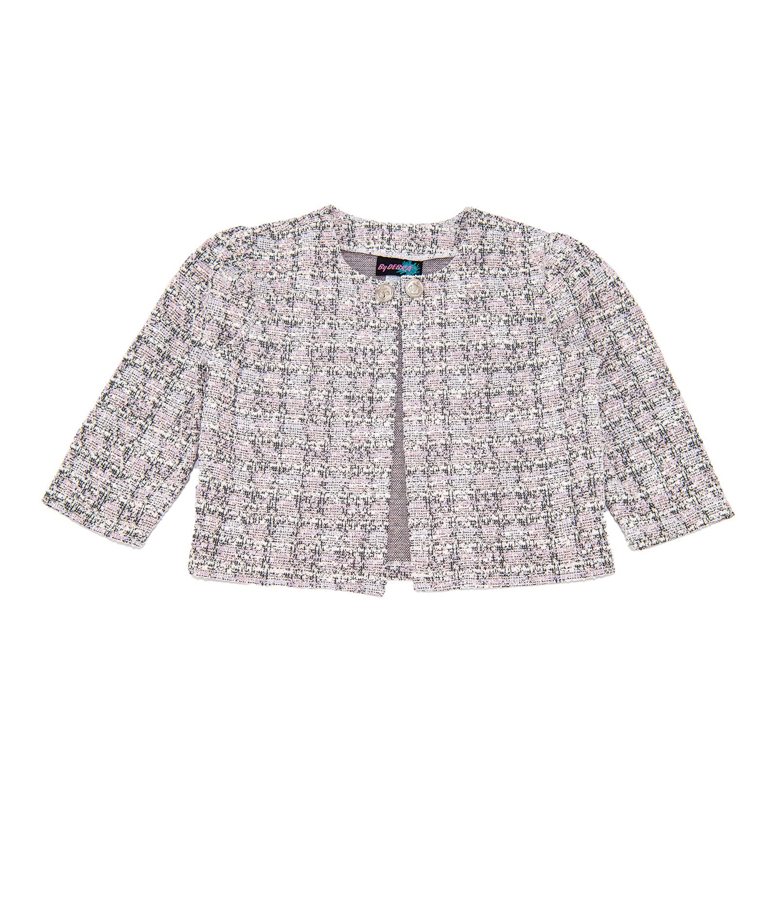 By Debra Girls Jackie Pink/White/Black Boucle Jacket
