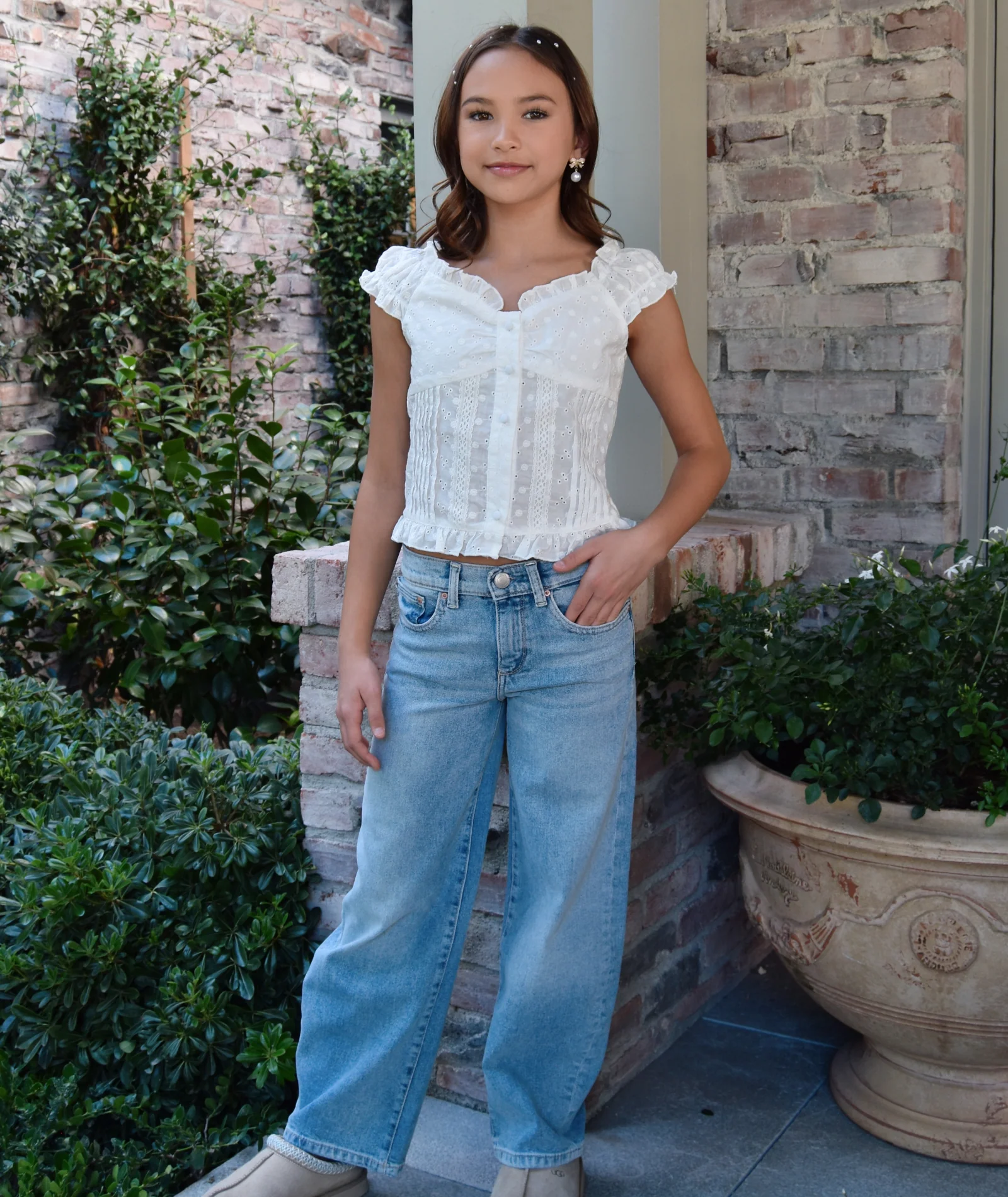 DL1961 Girls Lilia  Island Park Barrel Leg Jeans - Image 3