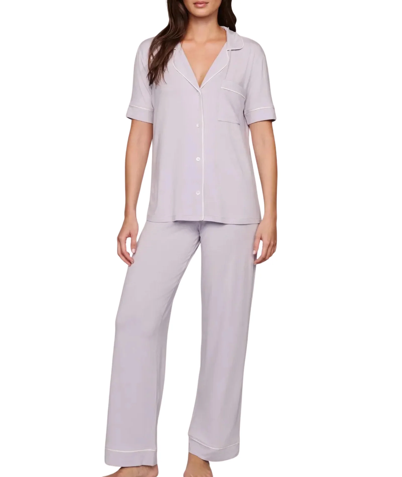 Eberjey Women Gisele Short Sleeve Pants PJ Set Thistle/Ivory