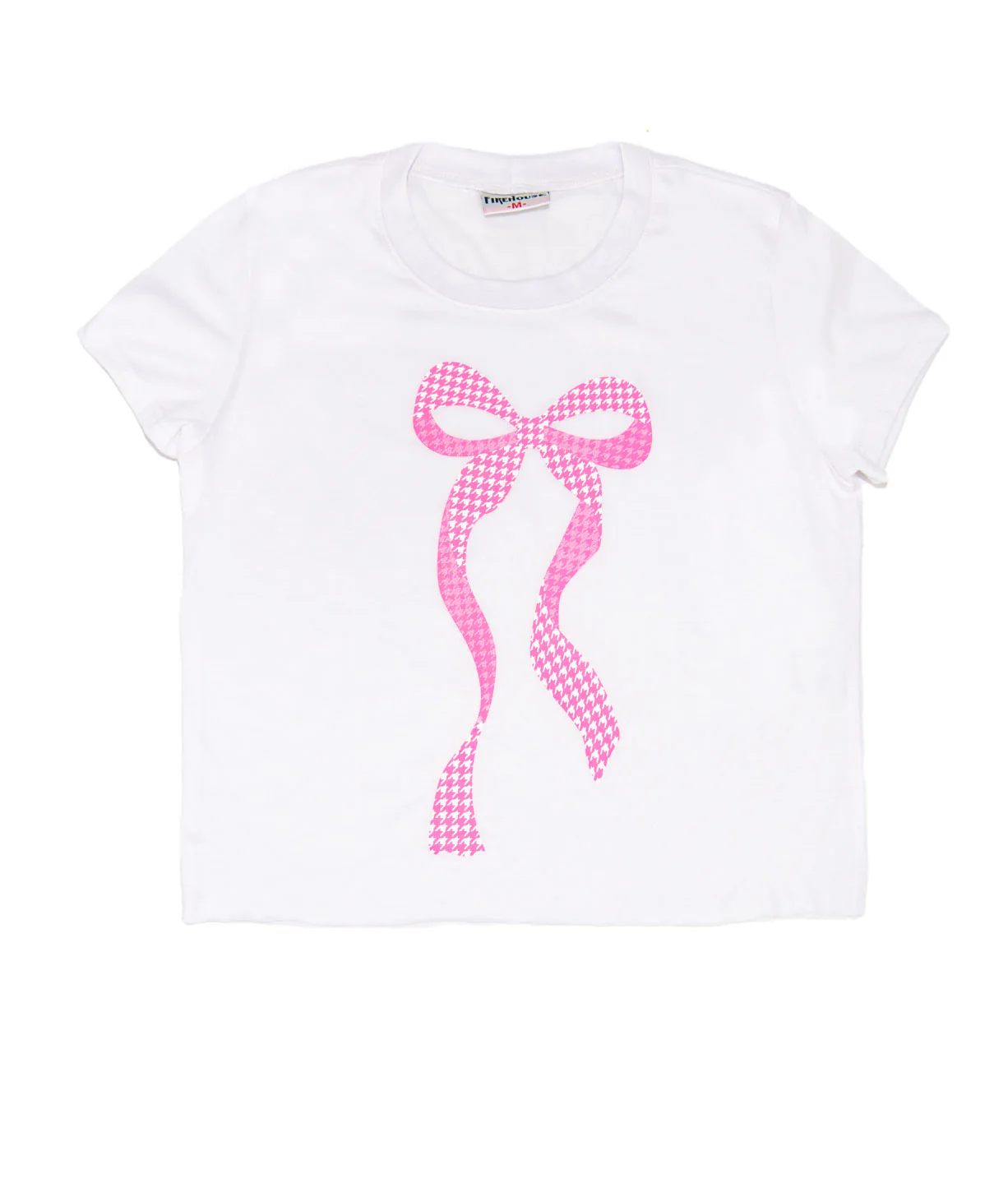 Firehouse Girls Collette Pink Gingham Long Bow Tee White