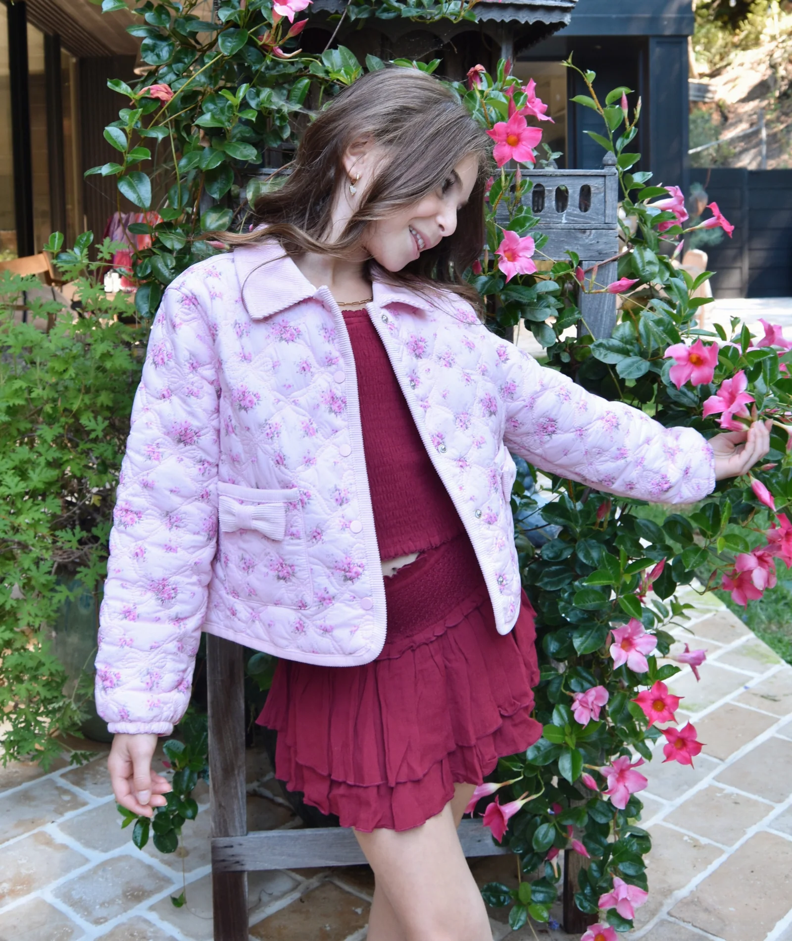 Love Shack Fancy Girls Aubrina Jacket Raspberry Fields - Image 3
