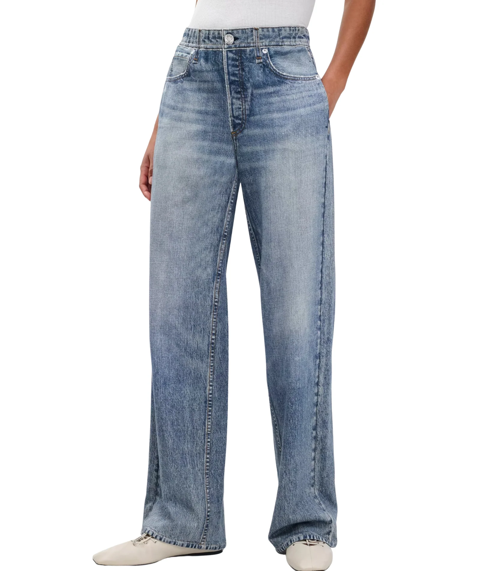 Rag & Bone Women Miramar Terry Wide Leg Pants Scarlett - Image 4