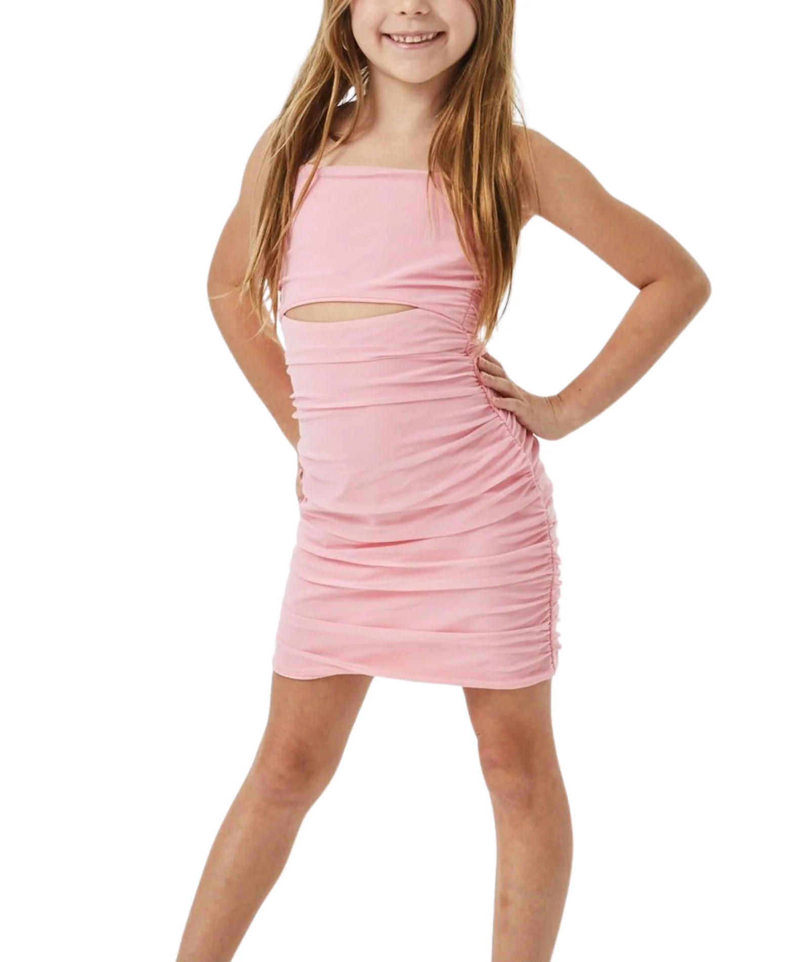 Theme Girls Liv Pastel Pink Mesh Reversible Cut Out Dress - Image 3